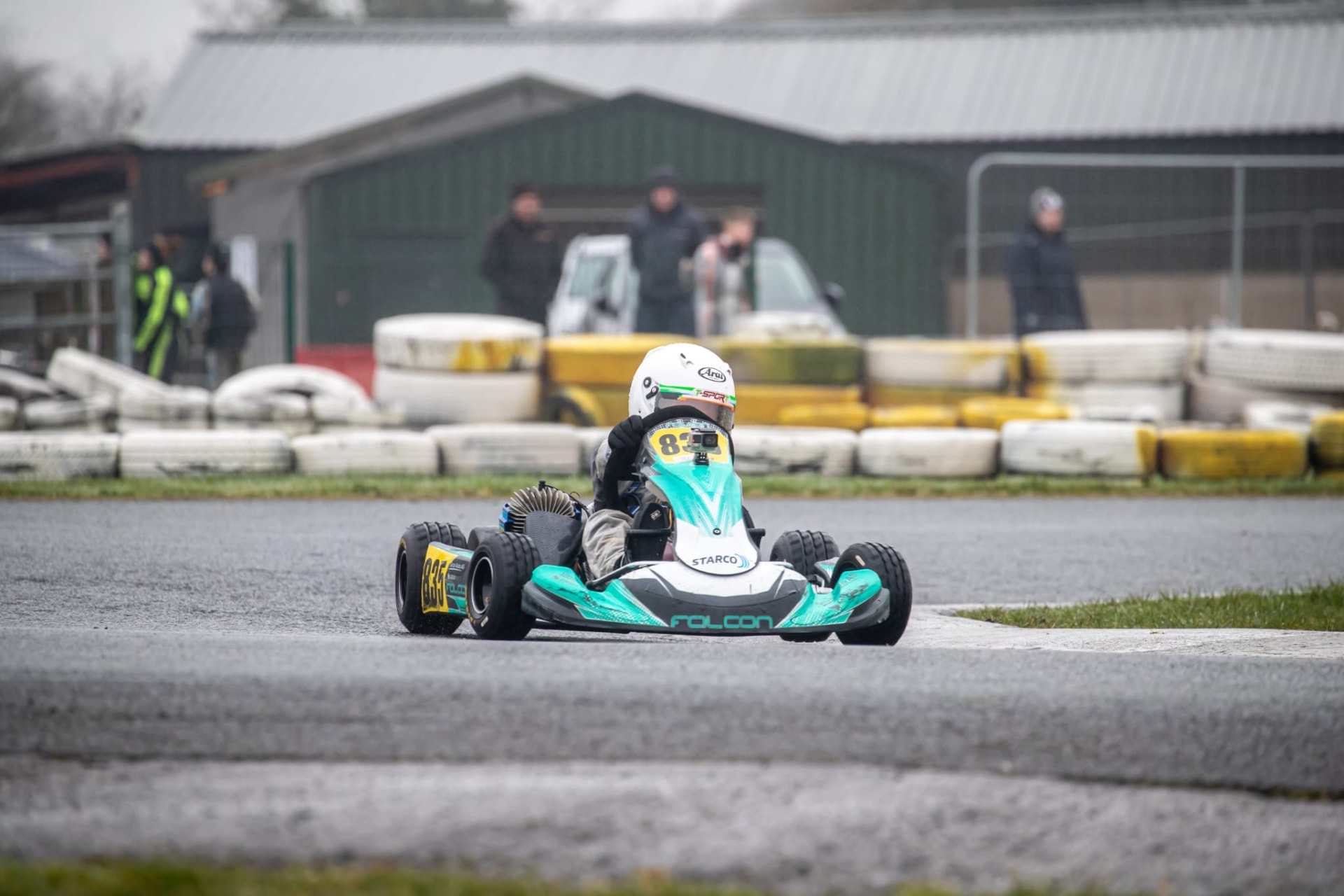 Danny Murphy racing through wet conditions